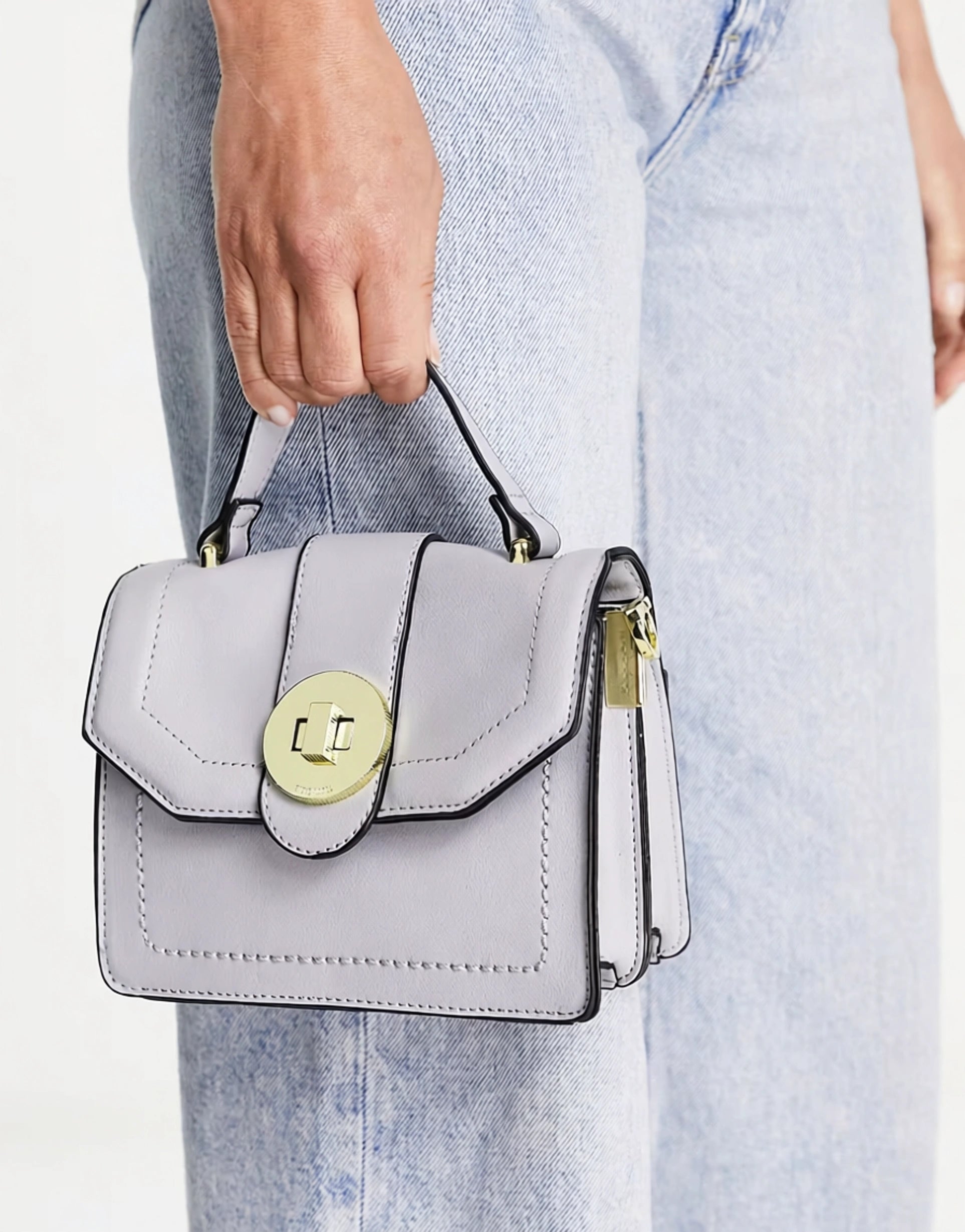 Steve Madden Womens Buckle Tote Bag With Should In Grey