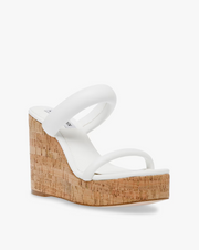 Steve Madden Womens Sun City Two Part Mule Wedges In White