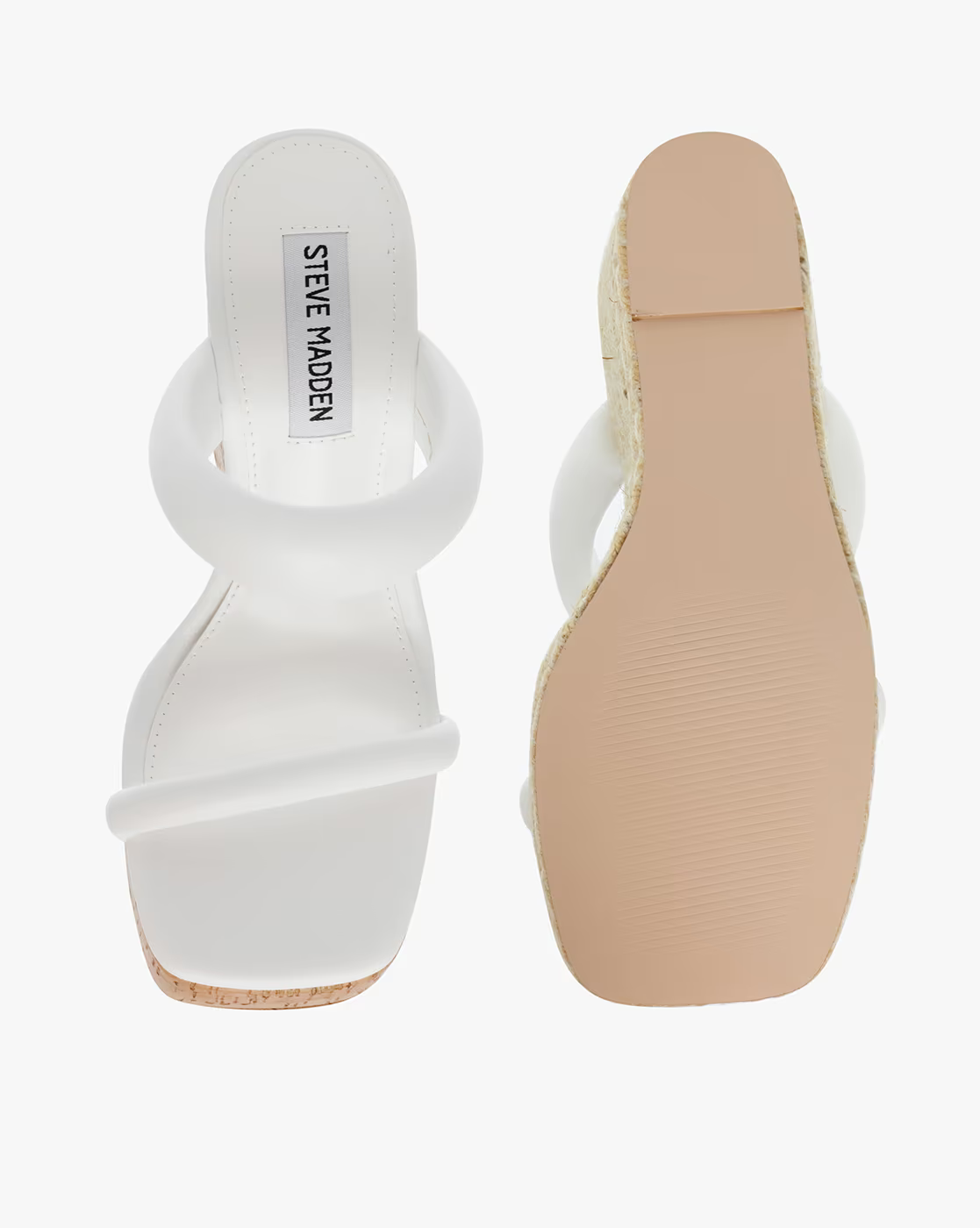 Steve Madden Womens Sun City Two Part Mule Wedges In White