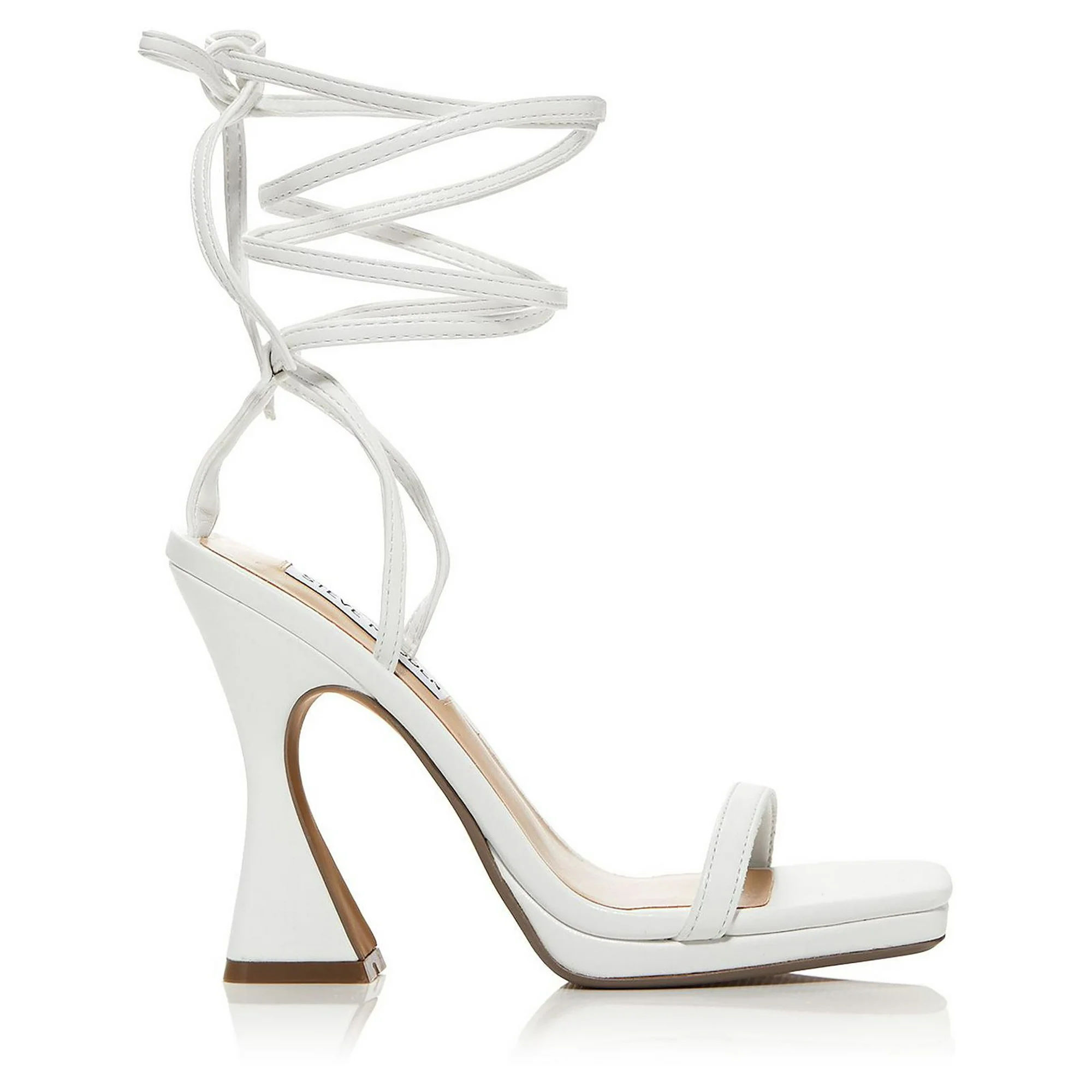 Steve Madden Womens Lafayette Ankle Wrap Platfom In White