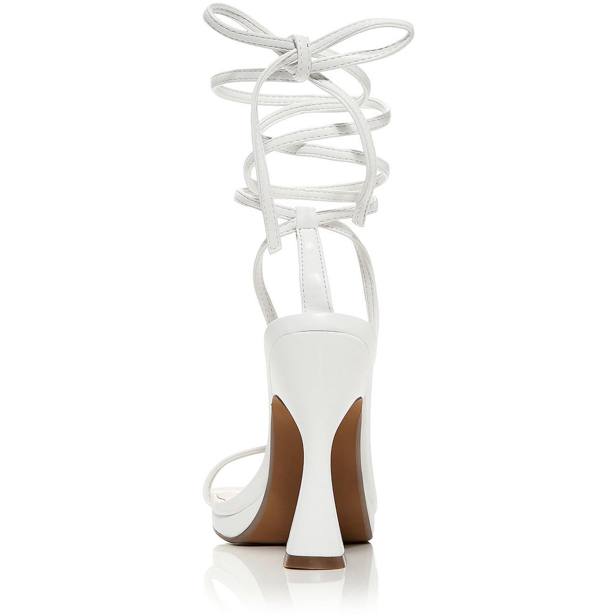 Steve Madden Womens Lafayette Ankle Wrap Platfom In White