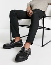 Red Tape Mens Chunky Sole Trim Loafers in Black