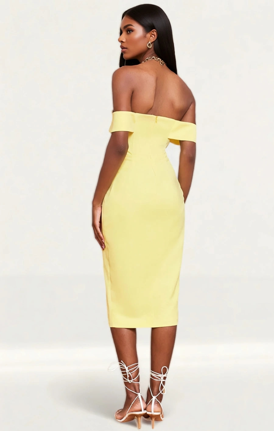 Lavish Alice Women's Corset Wrap Midi Dress in Lemon In Yellow