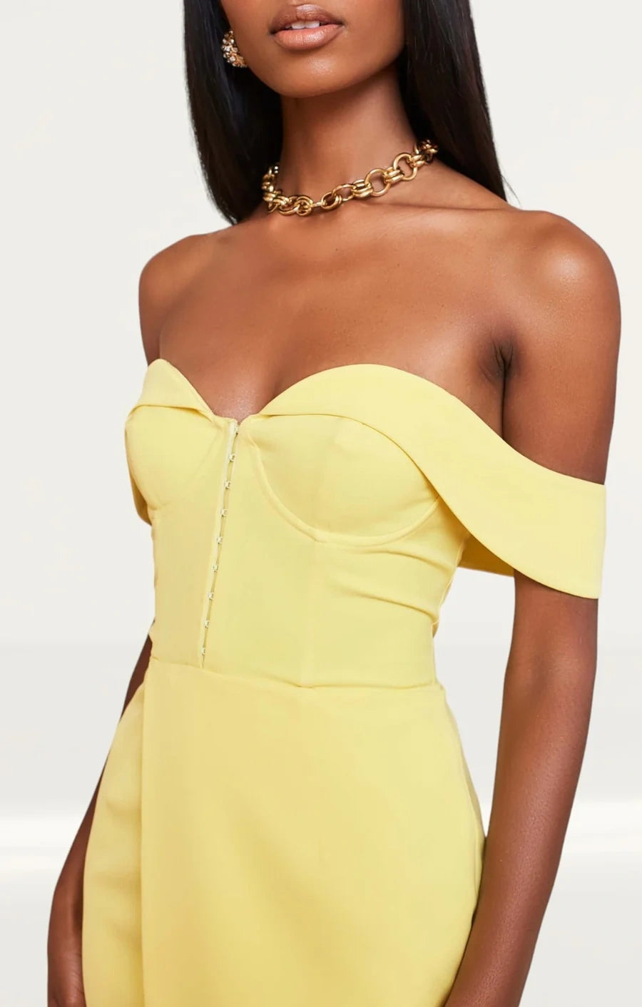 Lavish Alice Women's Corset Wrap Midi Dress in Lemon In Yellow