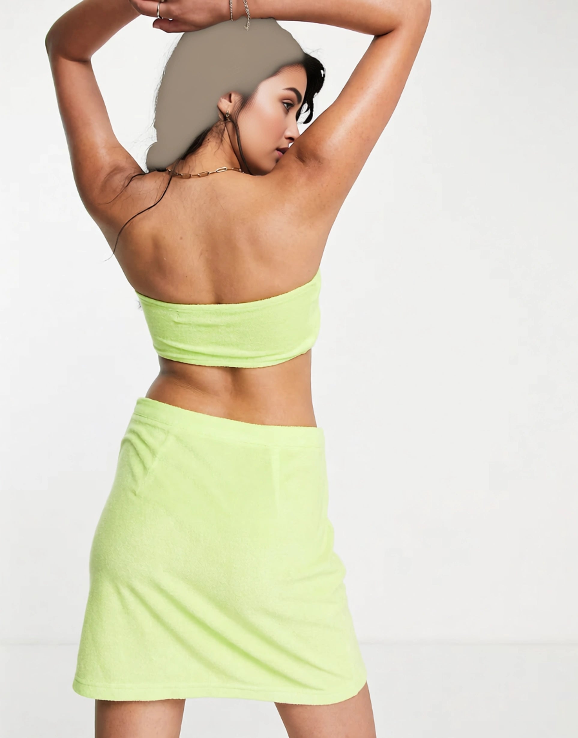 Lola May Womens Towelling Bandeau Crop Top in Lime