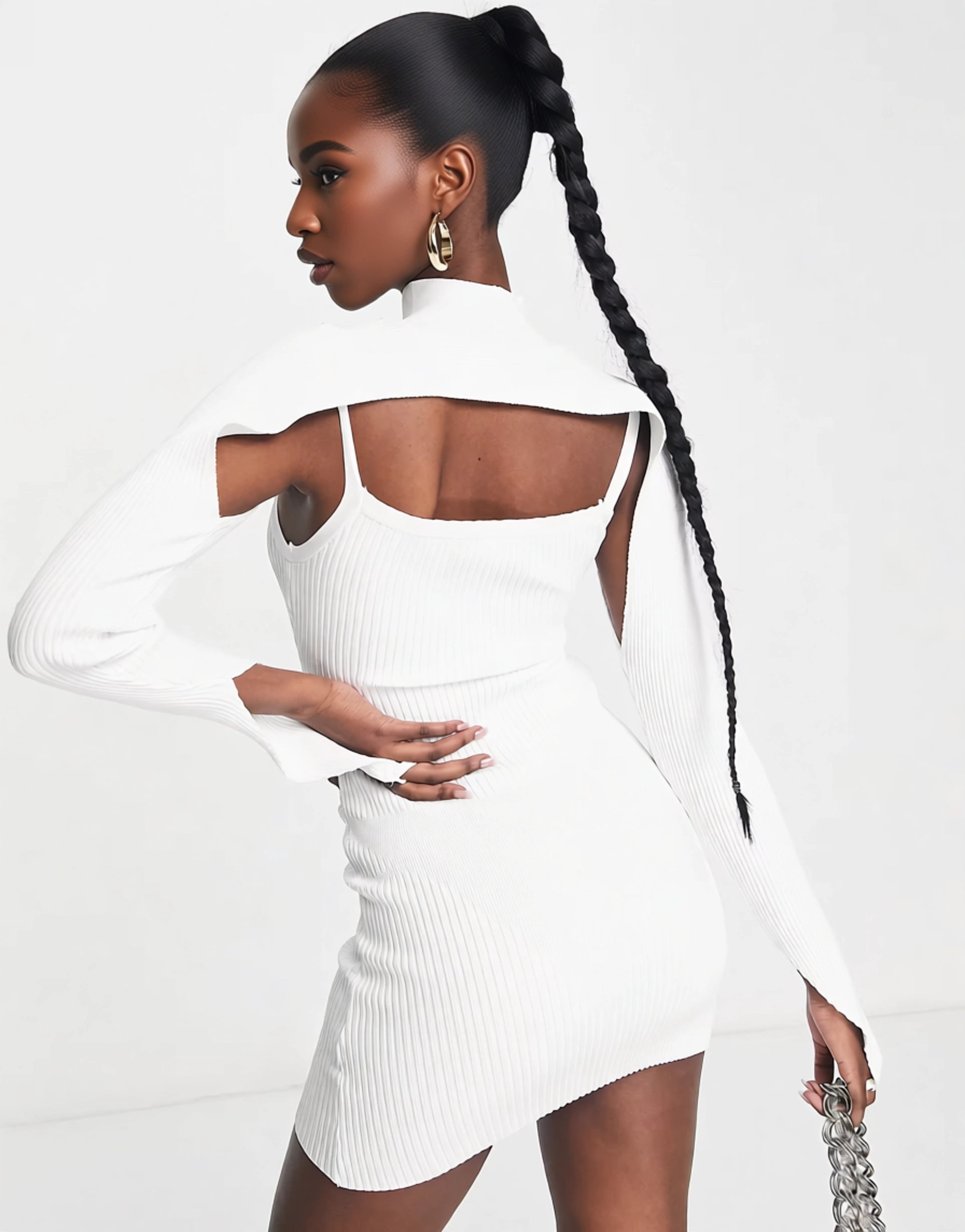 WMNSWear Womens 2 in One Mini Dress With Exposed Seams In White