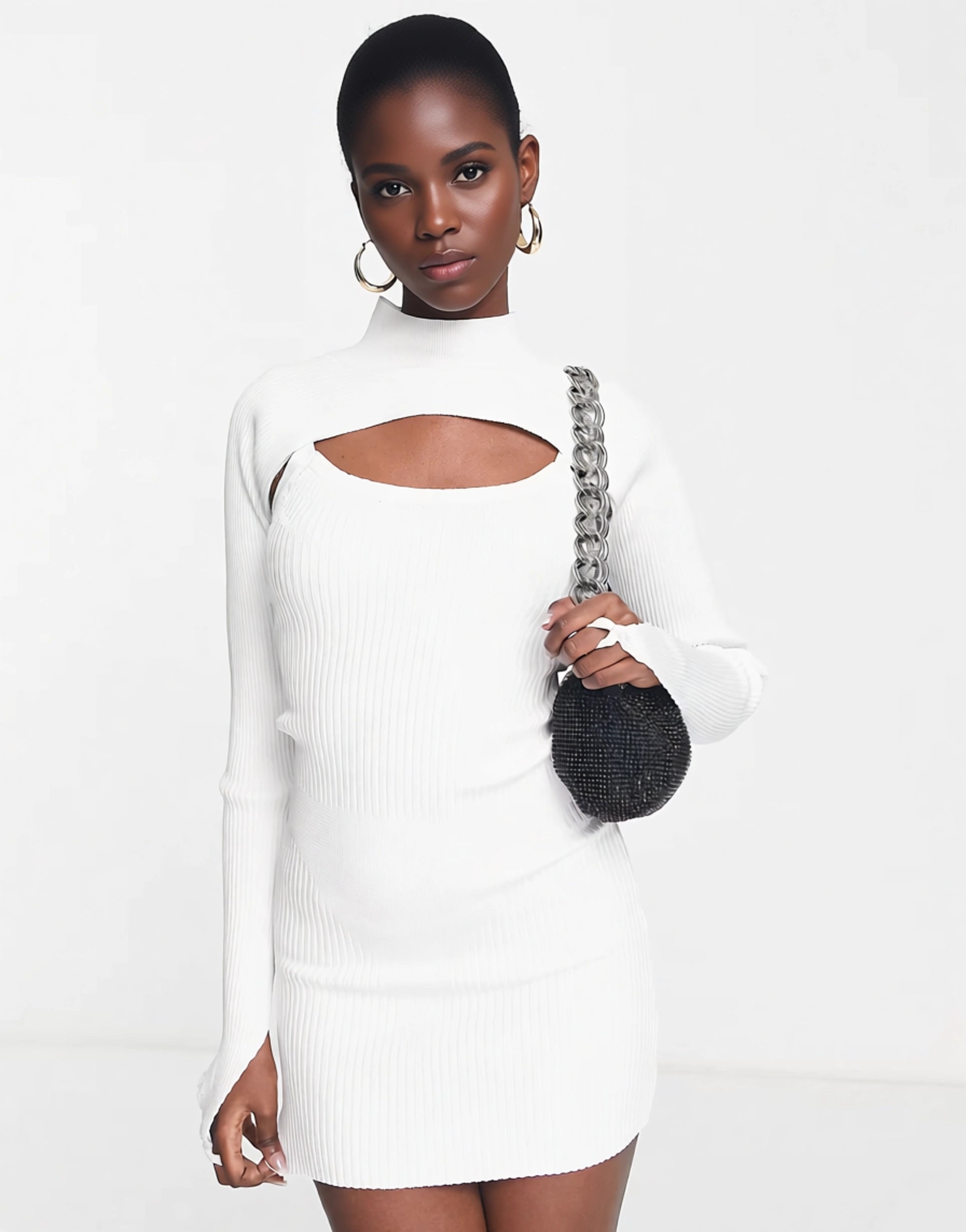 WMNSWear Womens 2 in One Mini Dress With Exposed Seams In White