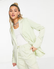 Heartbreak Womens Tie Waist Blazer Co-Ord in Sage Green