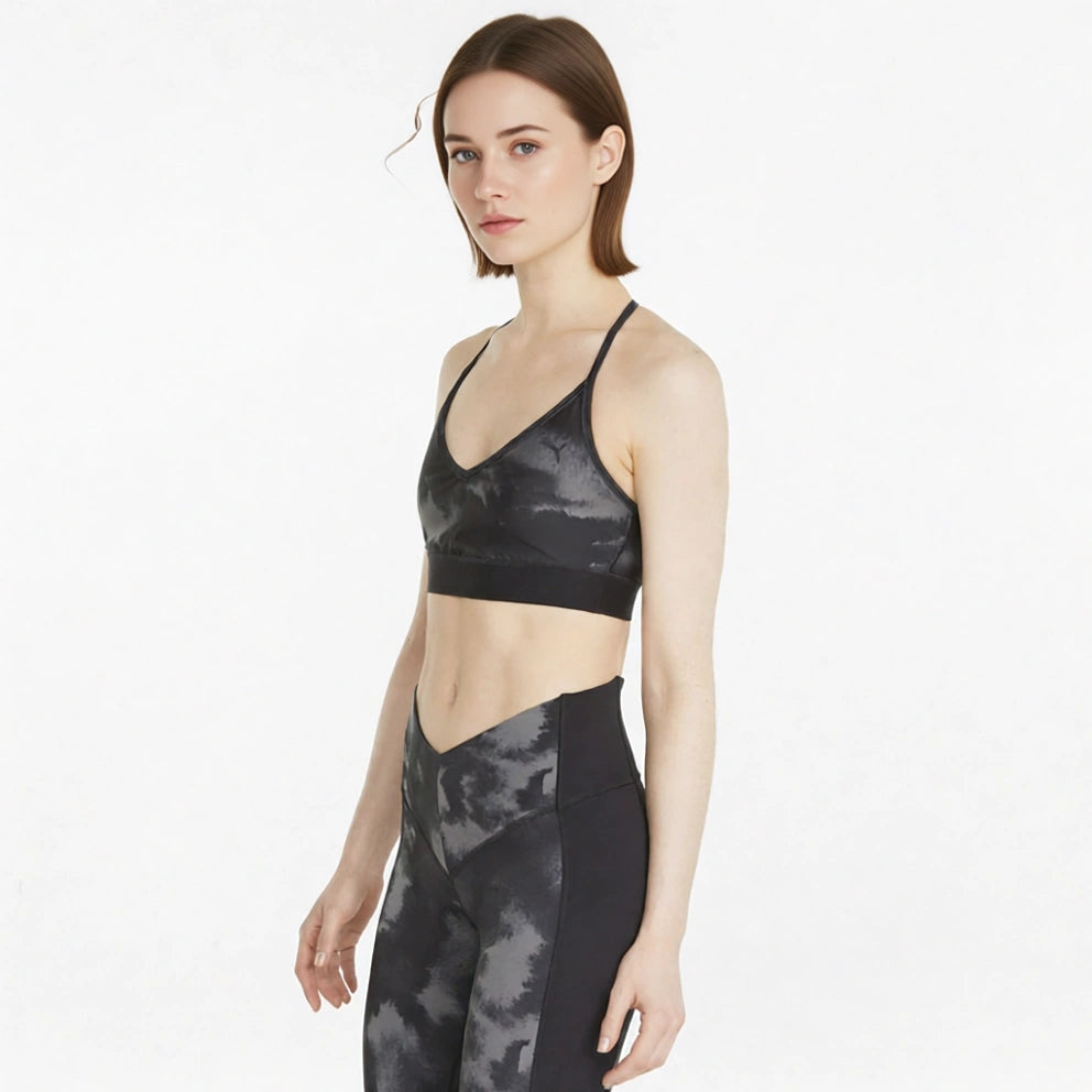 Puma Womens Training Low Support Sports Bra in Black Tie Dye In Black
