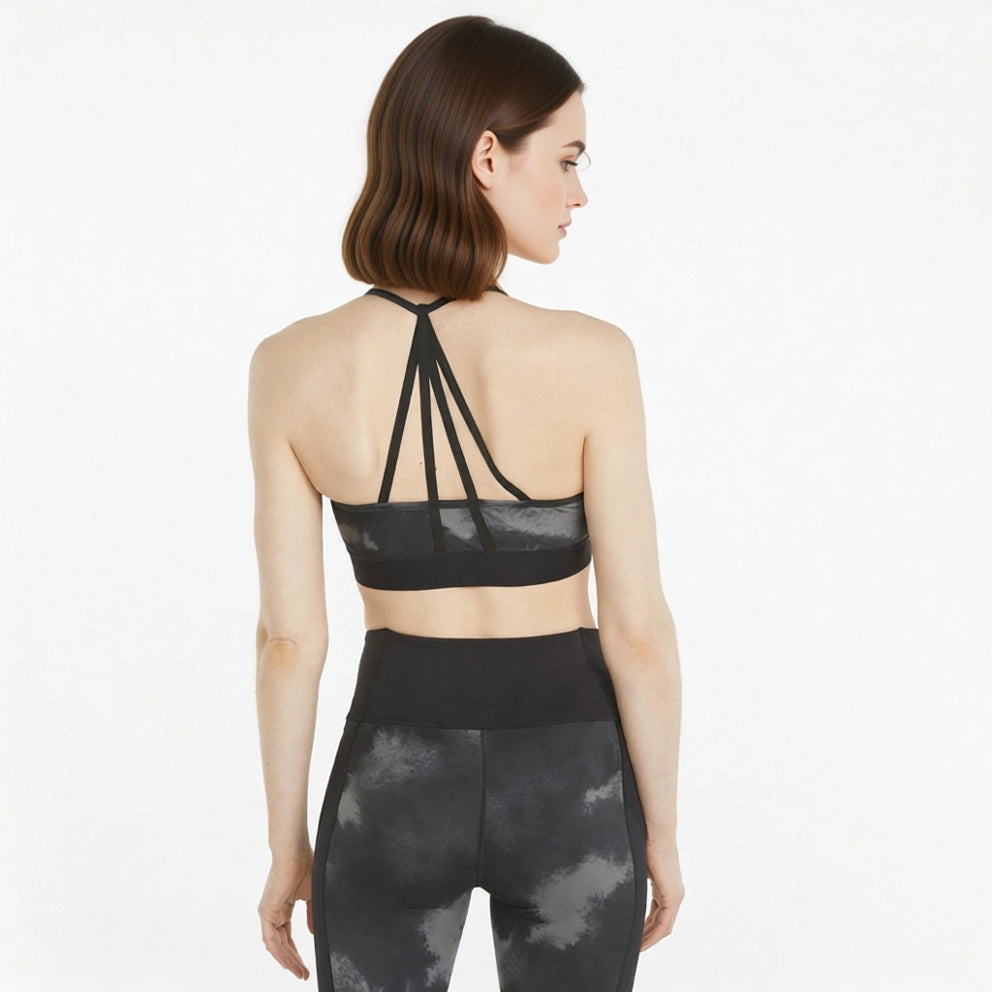 Puma Womens Training Low Support Sports Bra in Black Tie Dye In Black