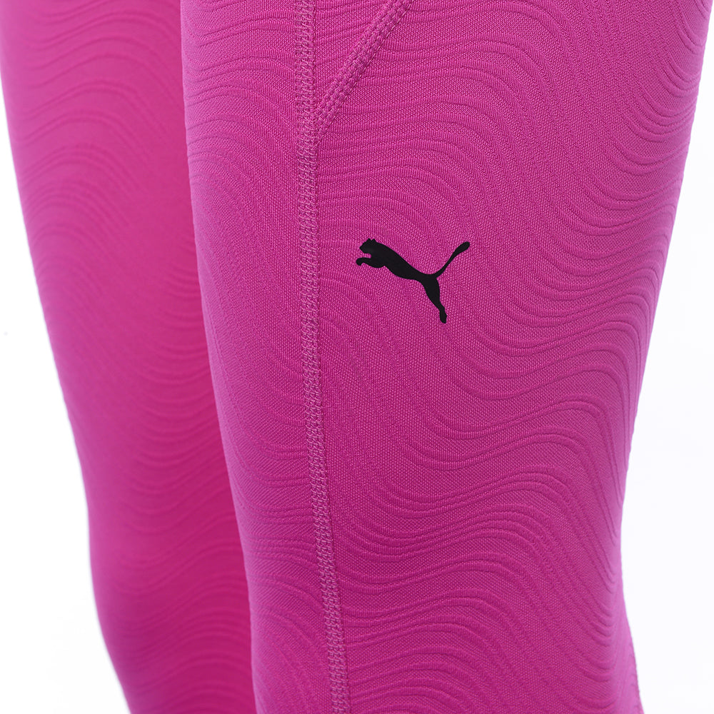 Puma Women's Textured Pink Training Flawless High Waisted 7/8 Leggings