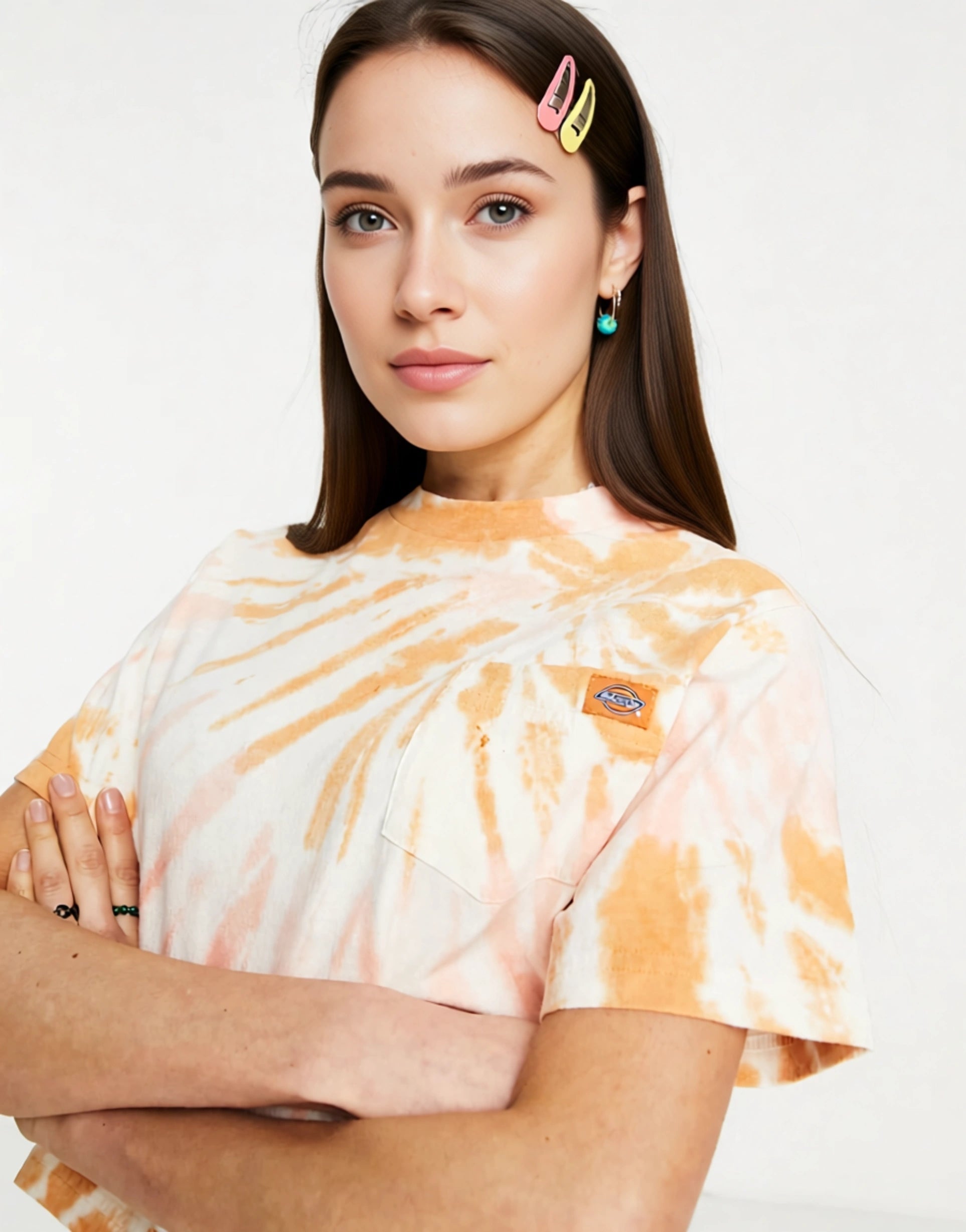 Dickies Womens Seatac T-Shirt in Tie Dye Orange