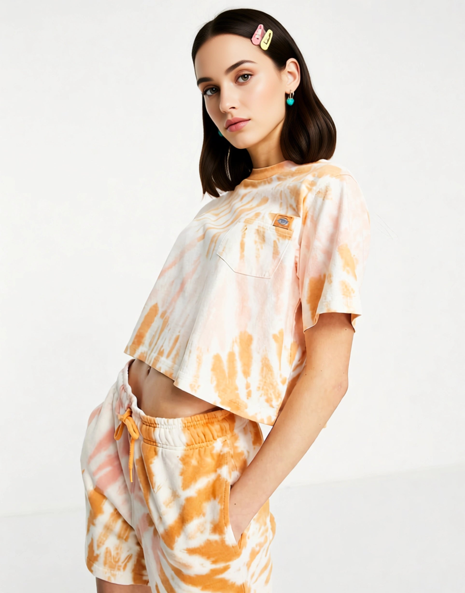 Dickies Womens Seatac T-Shirt in Tie Dye Orange