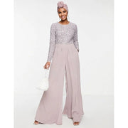 Maya Women's Embellished Bodice Jumpsuit in Grey Lilac In Grey