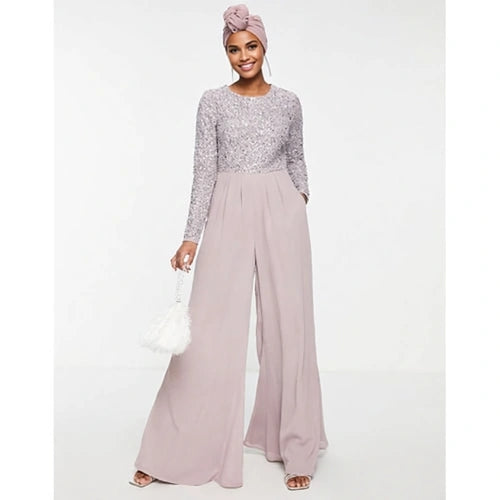 Maya Women's Embellished Bodice Jumpsuit in Grey Lilac In Grey