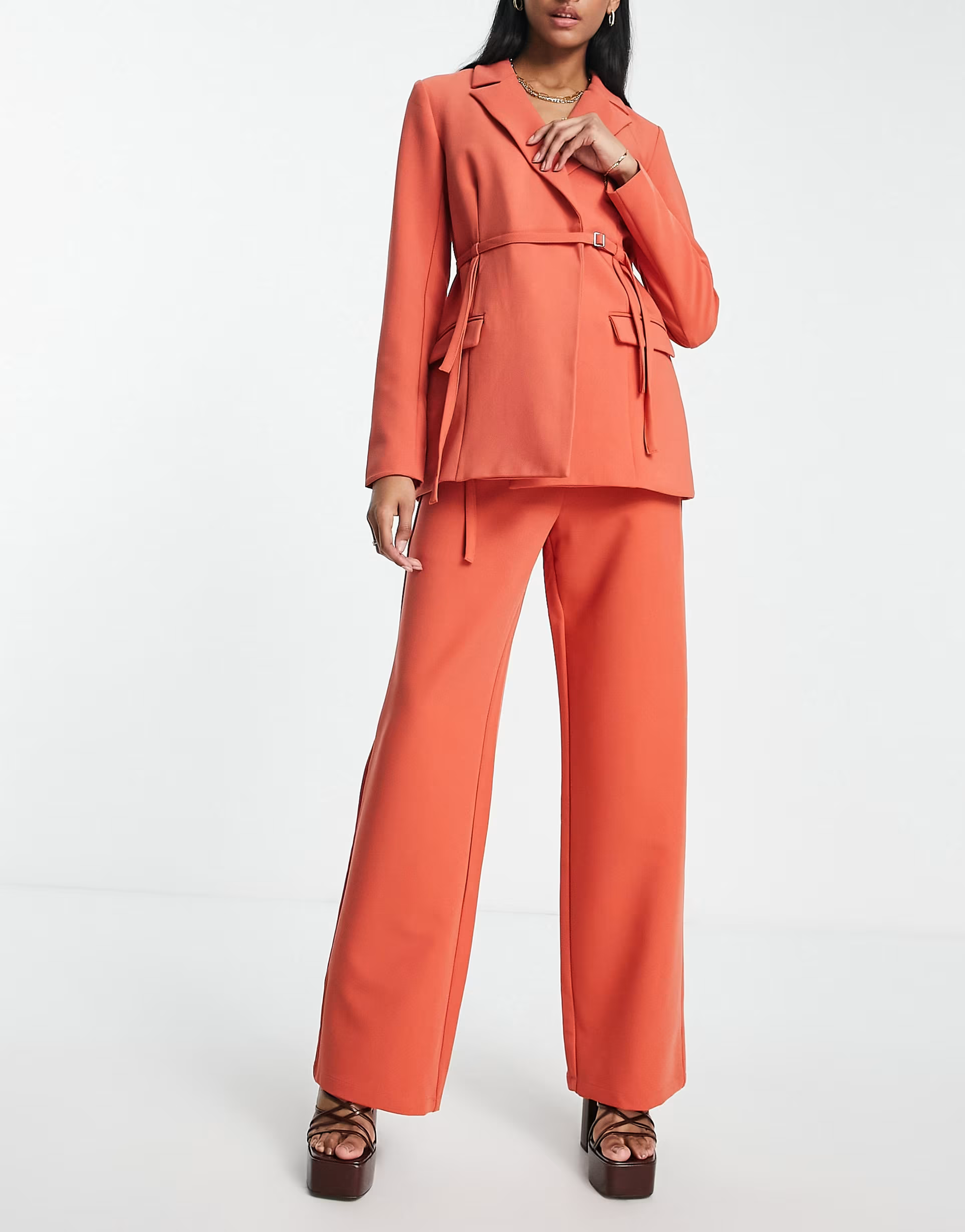 4th & Reckless Womens Tall Tailored Trouser Co Ord in Orange