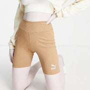 Puma Womens Ribbed Legging Shorts in Tan