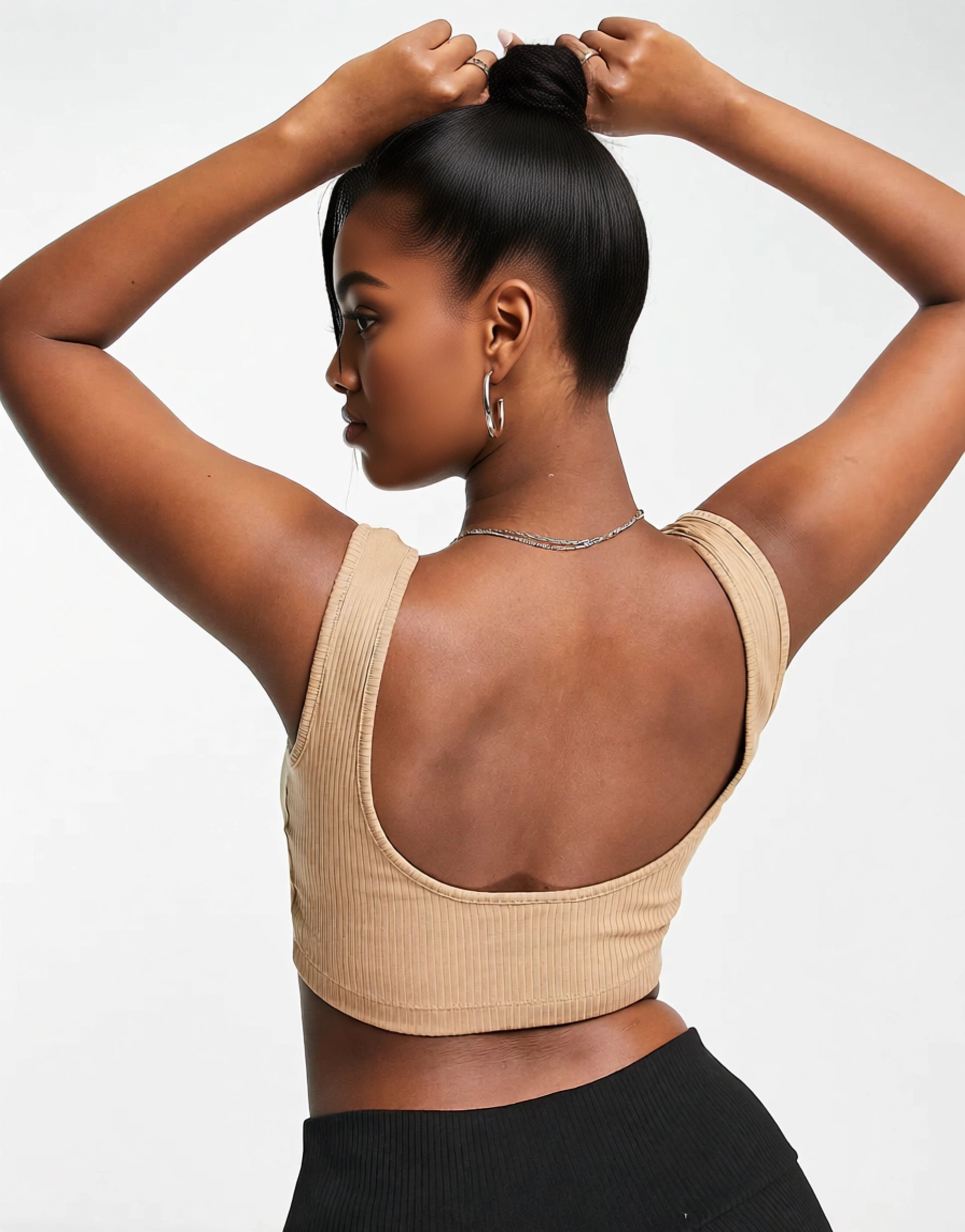 Puma Women's Ribbed Bralette in Tan
