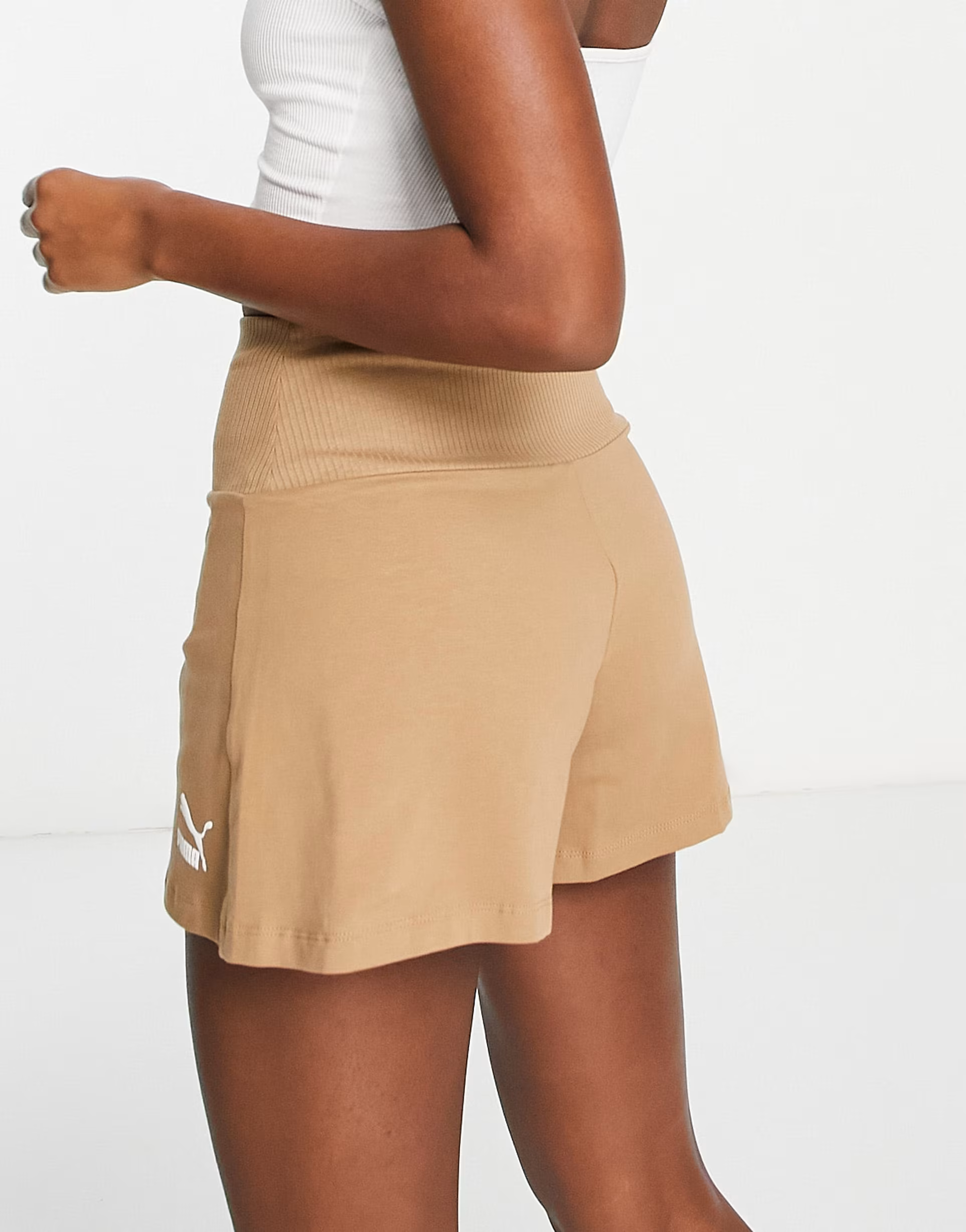Puma high waisted boxer shorts in tan