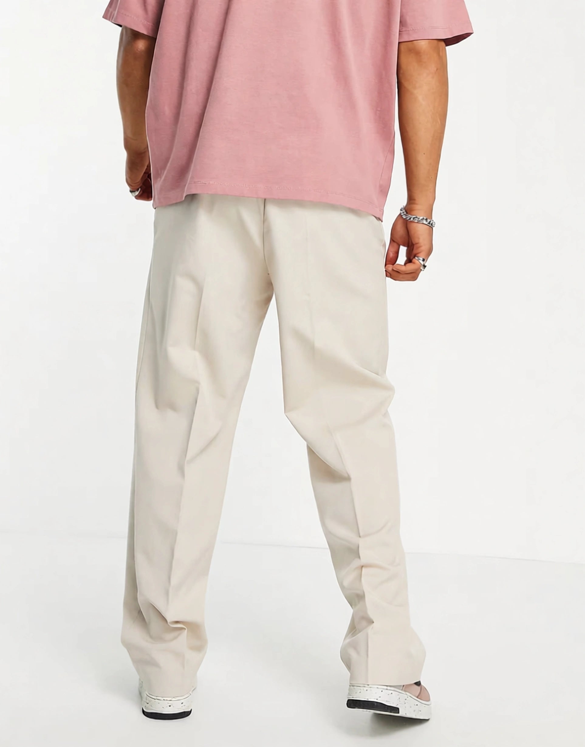 Weekday Mens Conrad Wide Trousers in Beige