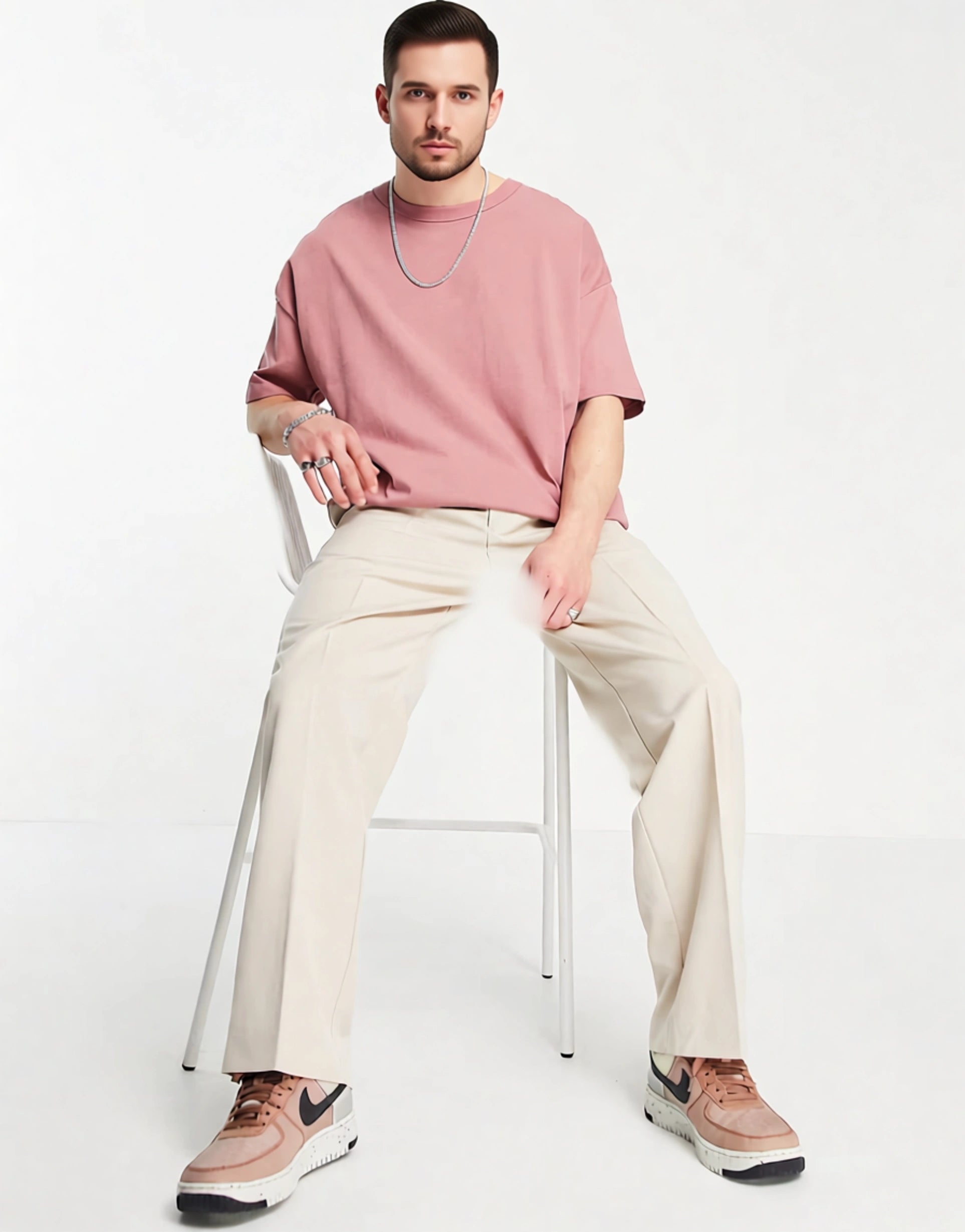 Weekday Mens Conrad Wide Trousers in Beige