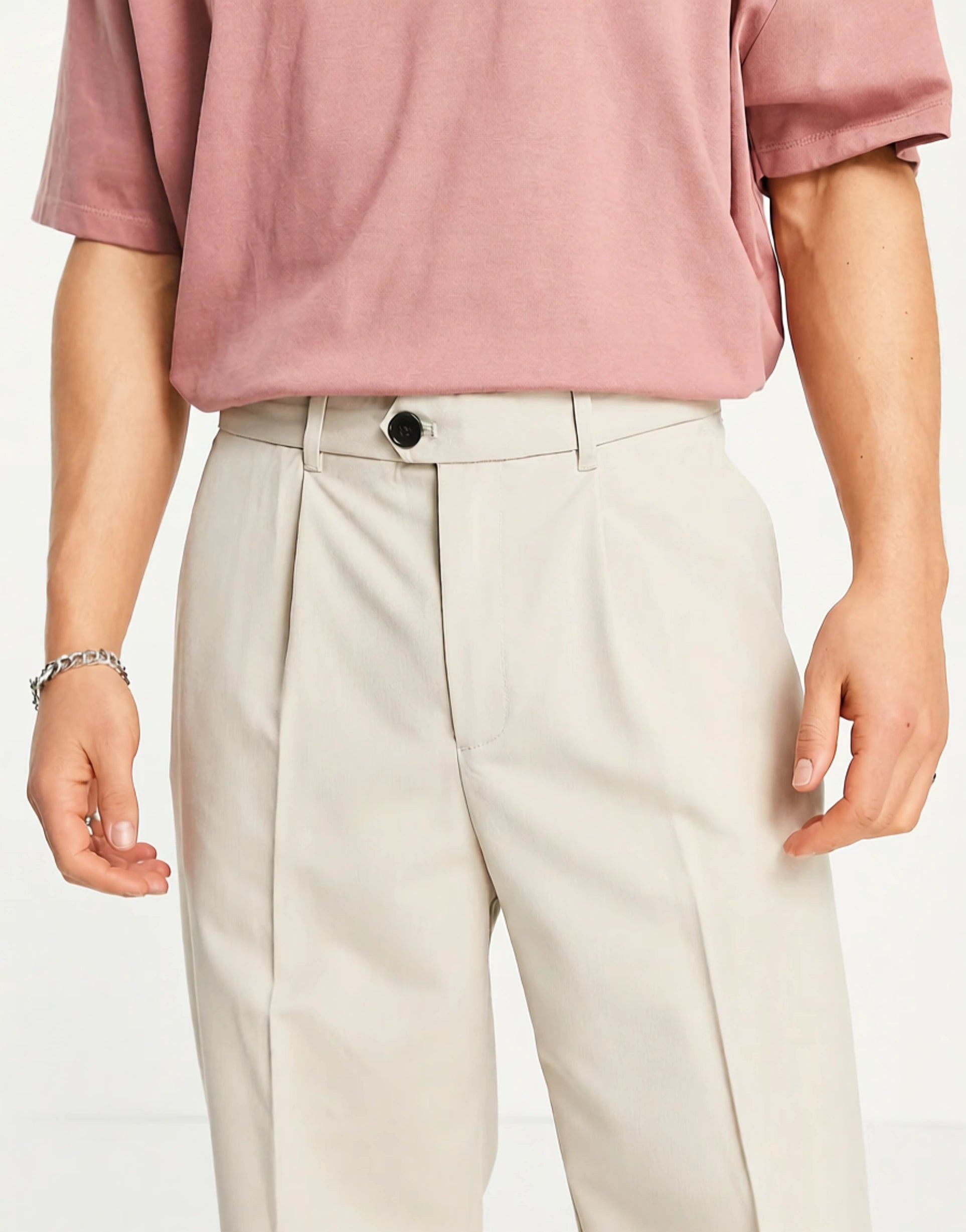 Weekday Mens Conrad Wide Trousers in Beige