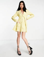 Womens 4Th & Reckless Tailored Long Sleeve Blazer Dress In Muted Yellow