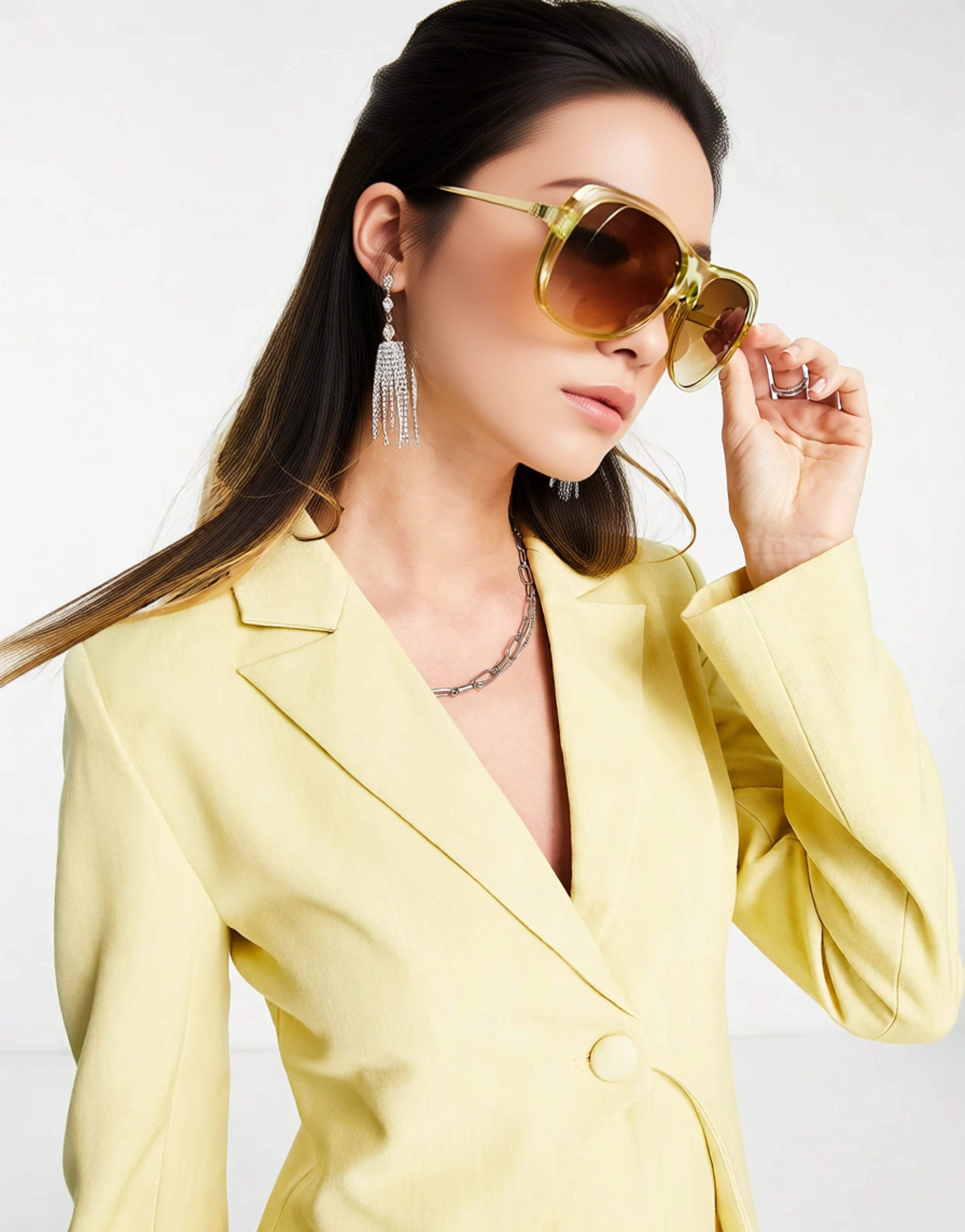 Womens 4Th & Reckless Tailored Long Sleeve Blazer Dress In Muted Yellow