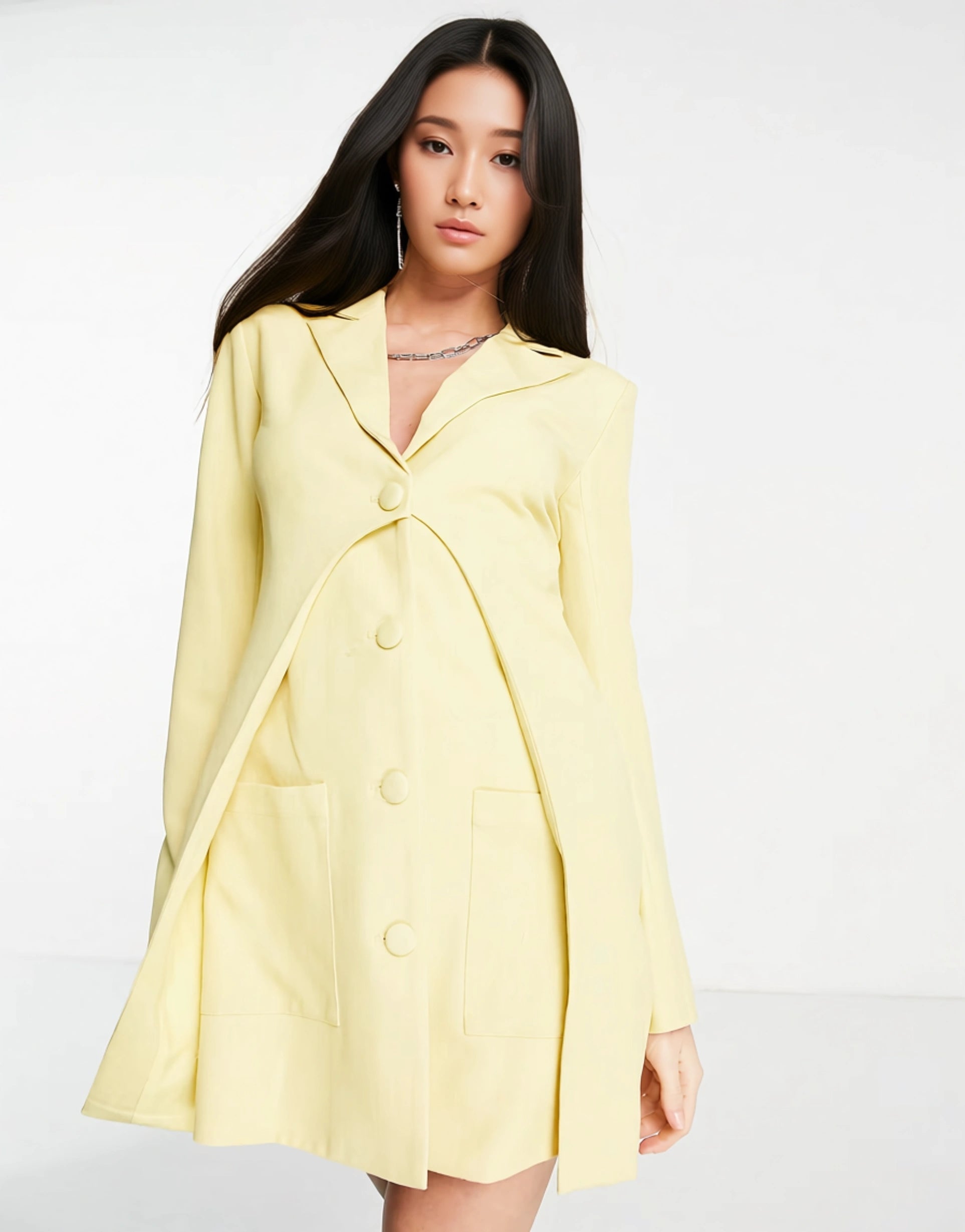 Womens 4Th & Reckless Tailored Long Sleeve Blazer Dress In Muted Yellow