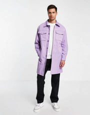 Gianni Feraud Mens Premium Patch Pocket Oversized Coat In Purple