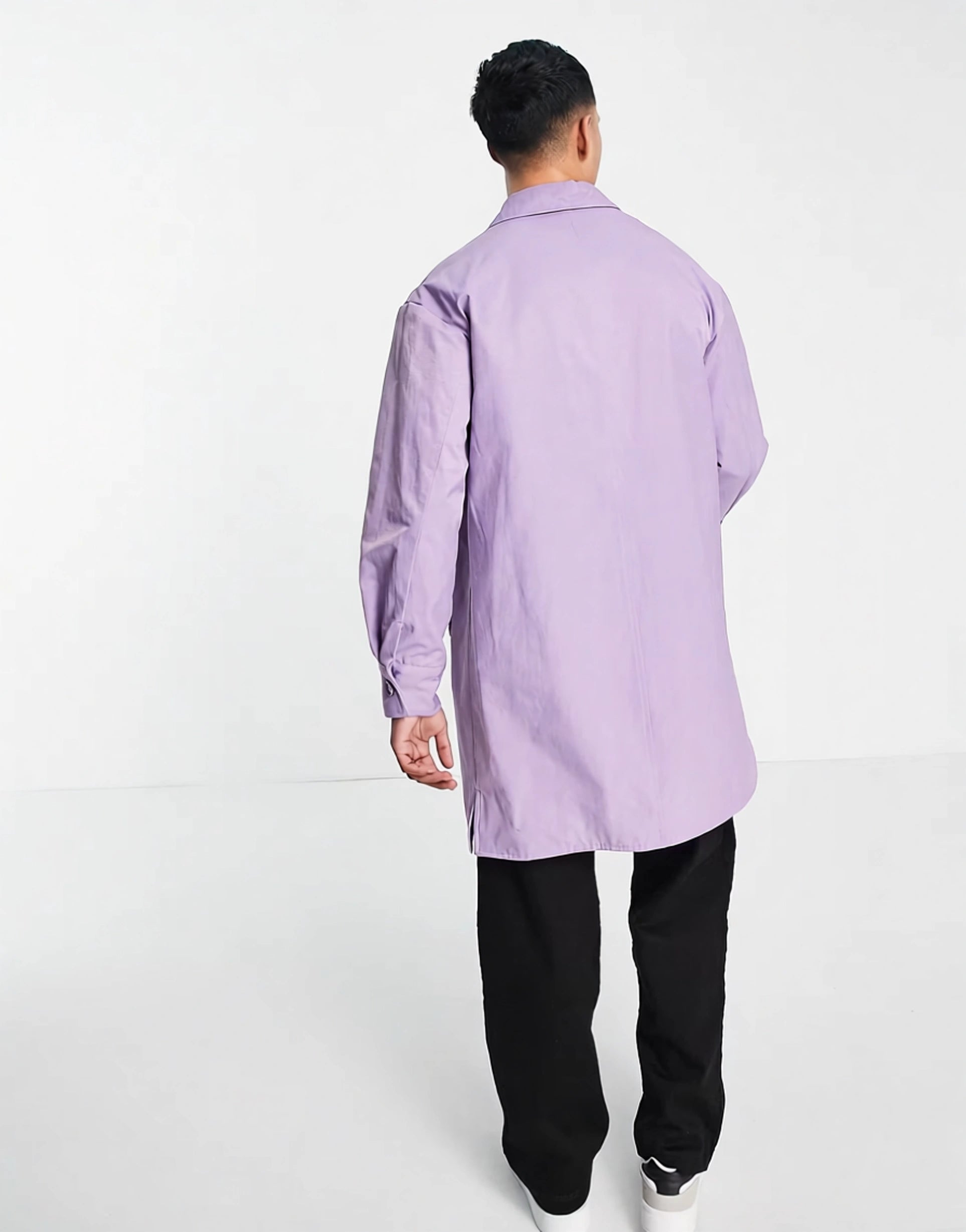 Gianni Feraud Mens Premium Patch Pocket Oversized Coat In Purple