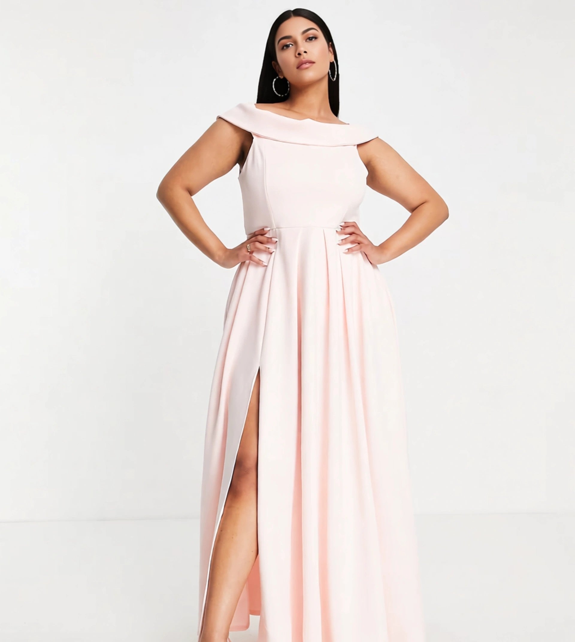 True Violet Plus Women's Prom Dress With Pockets in Blush Pink In Pink