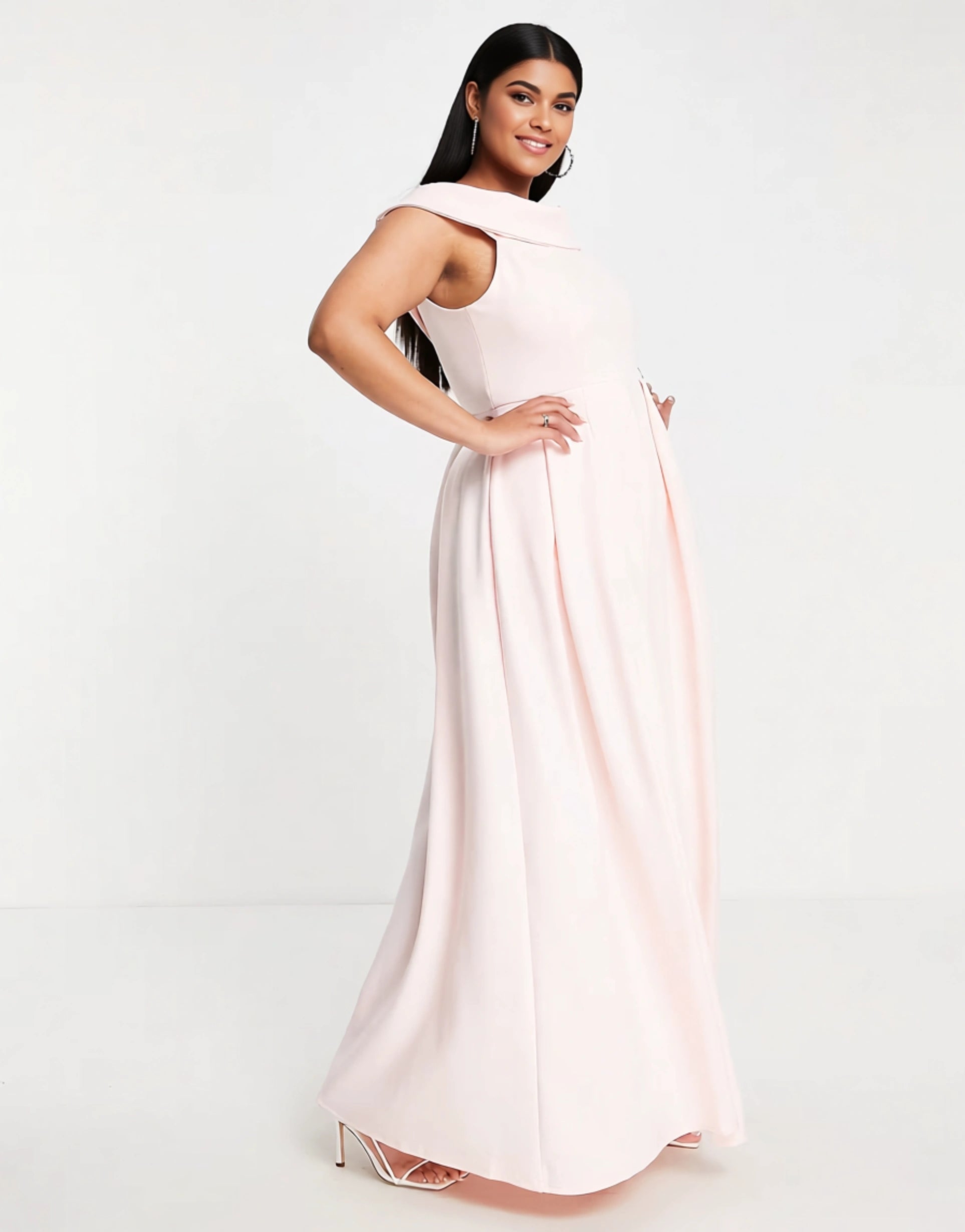 True Violet Plus Women's Prom Dress With Pockets in Blush Pink In Pink