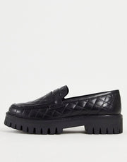 Asra Mens Frenji Quilted Loafers In Black Leather