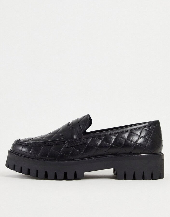 Asra Mens Frenji Quilted Loafers In Black Leather