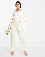 Liquorish Tall Womens Satin Tailored Trouser Co-Ord in Champagne