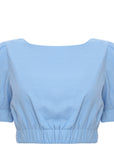 Glamorous Women's Blue Co-Ord Cropped Puff Sleeve Blouse