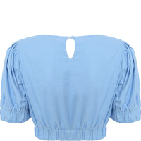 Glamorous Women's Blue Co-Ord Cropped Puff Sleeve Blouse