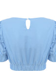 Glamorous Women's Blue Co-Ord Cropped Puff Sleeve Blouse