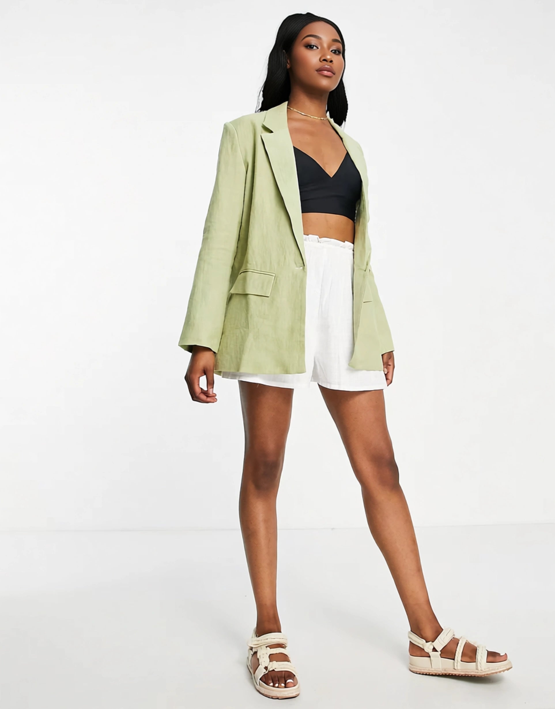 Womens Urban Revivo Relaxed Blazer In Green