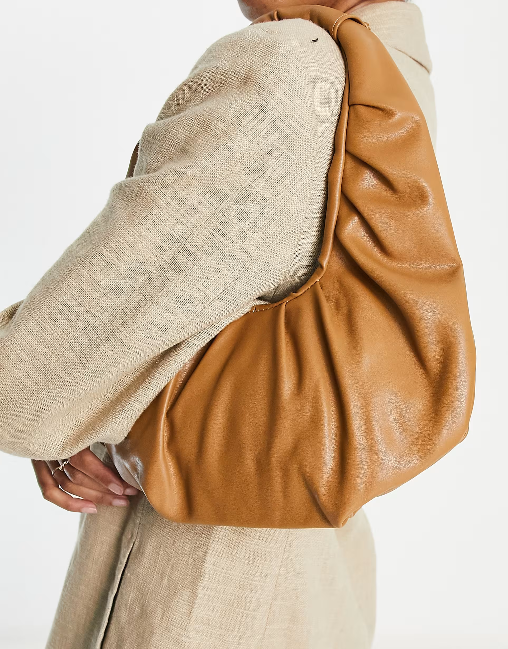 Truffle Collection Womens Ruched Shoulder Bag In Brown
