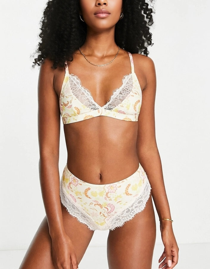 Wild Lovers Womens Jessie Satin And Lace Triangle Bra in Floral