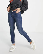 Monki Womens Nokimi Cotton Skinny Jeans in Stormy Blue