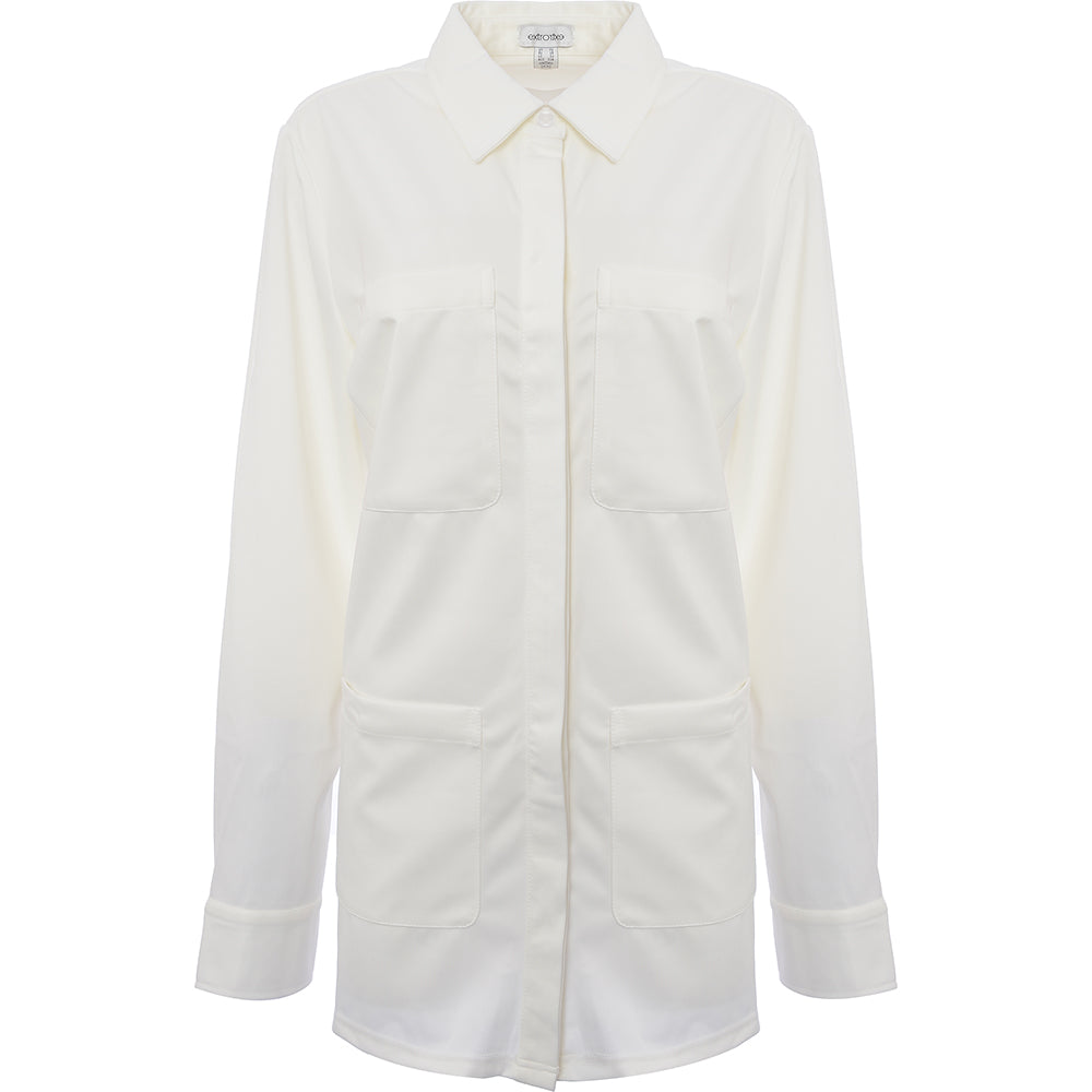 Extro & Vert Women's Off White Oversized Utility Shirt