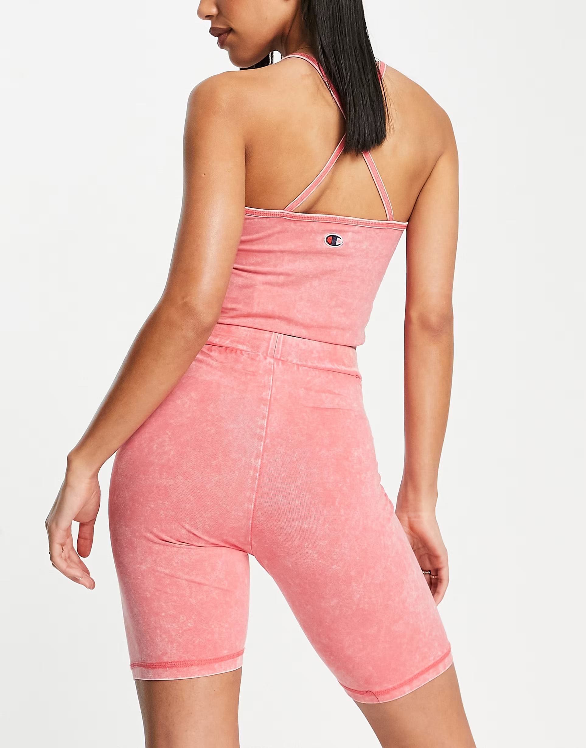 Champion Legging Shorts With Small Logo in Washed Pink