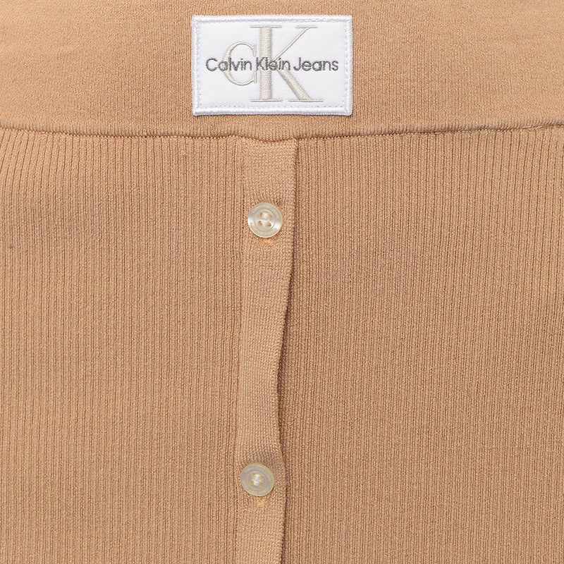 Calvin Klein Jeans Women's Camel Co-ord Badge Knitted Skirt