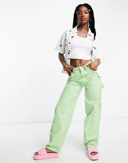 Native Youth Women's Oversized Denim Shirt With Ying Yang Embroidery In White