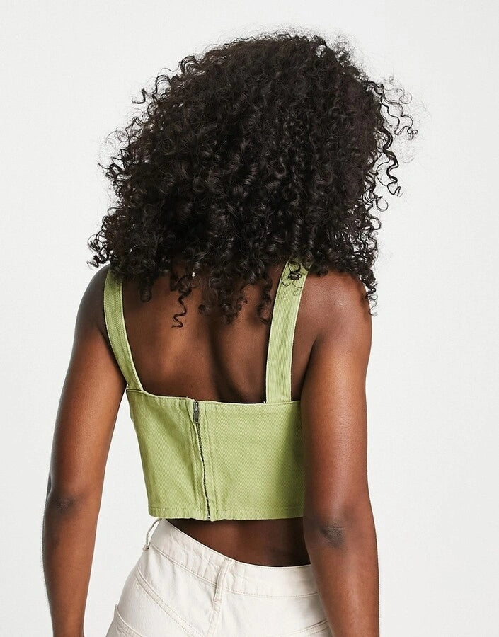 Urban Revivo Womens Embroidered Crop Top In Green