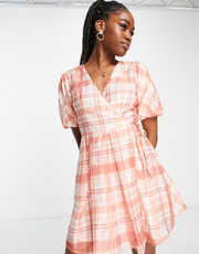 Forever New Womens Puff Sleeve Mini Dress in Oversized Red Check