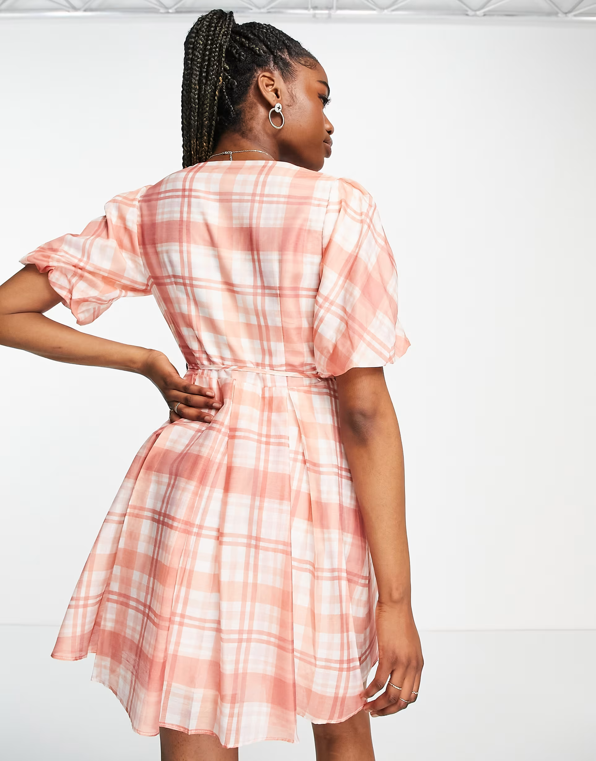 Forever New Womens Puff Sleeve Mini Dress in Oversized Red Check
